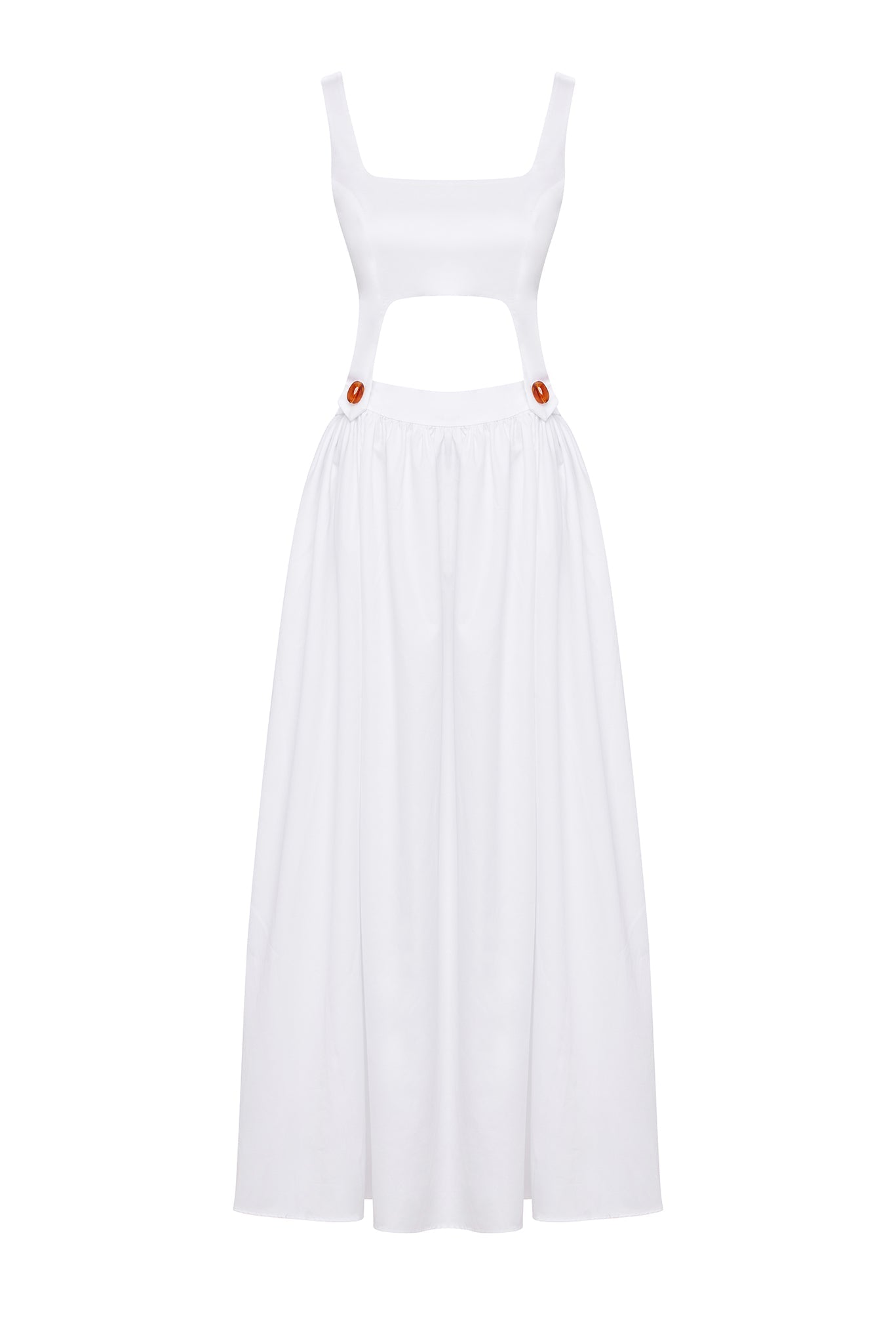 WHITE DECOLLETE DETAILED DRESS