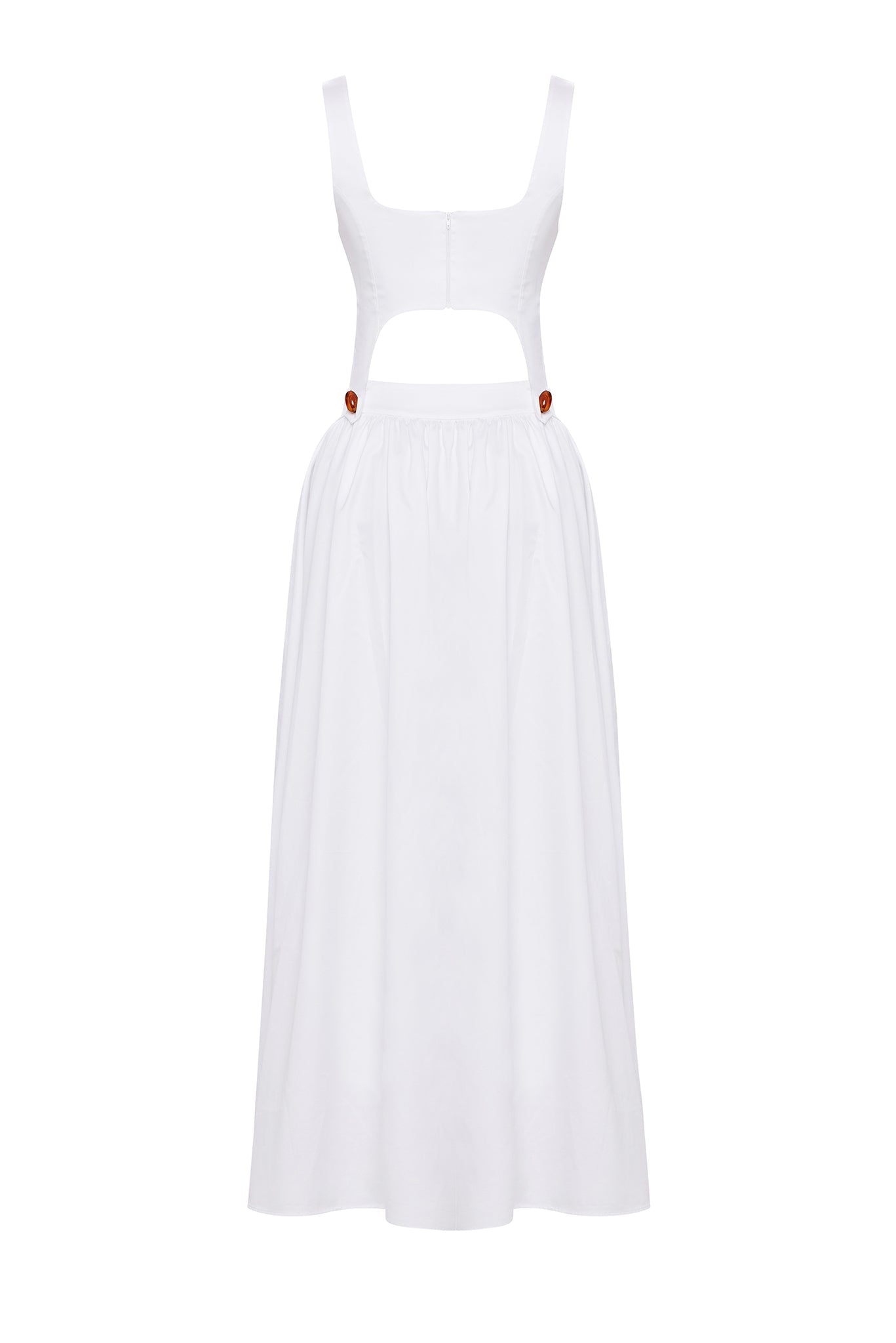 WHITE DECOLLETE DETAILED DRESS