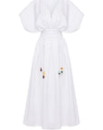 WHITE COTTON DRESS WITH NAZAR BEADS