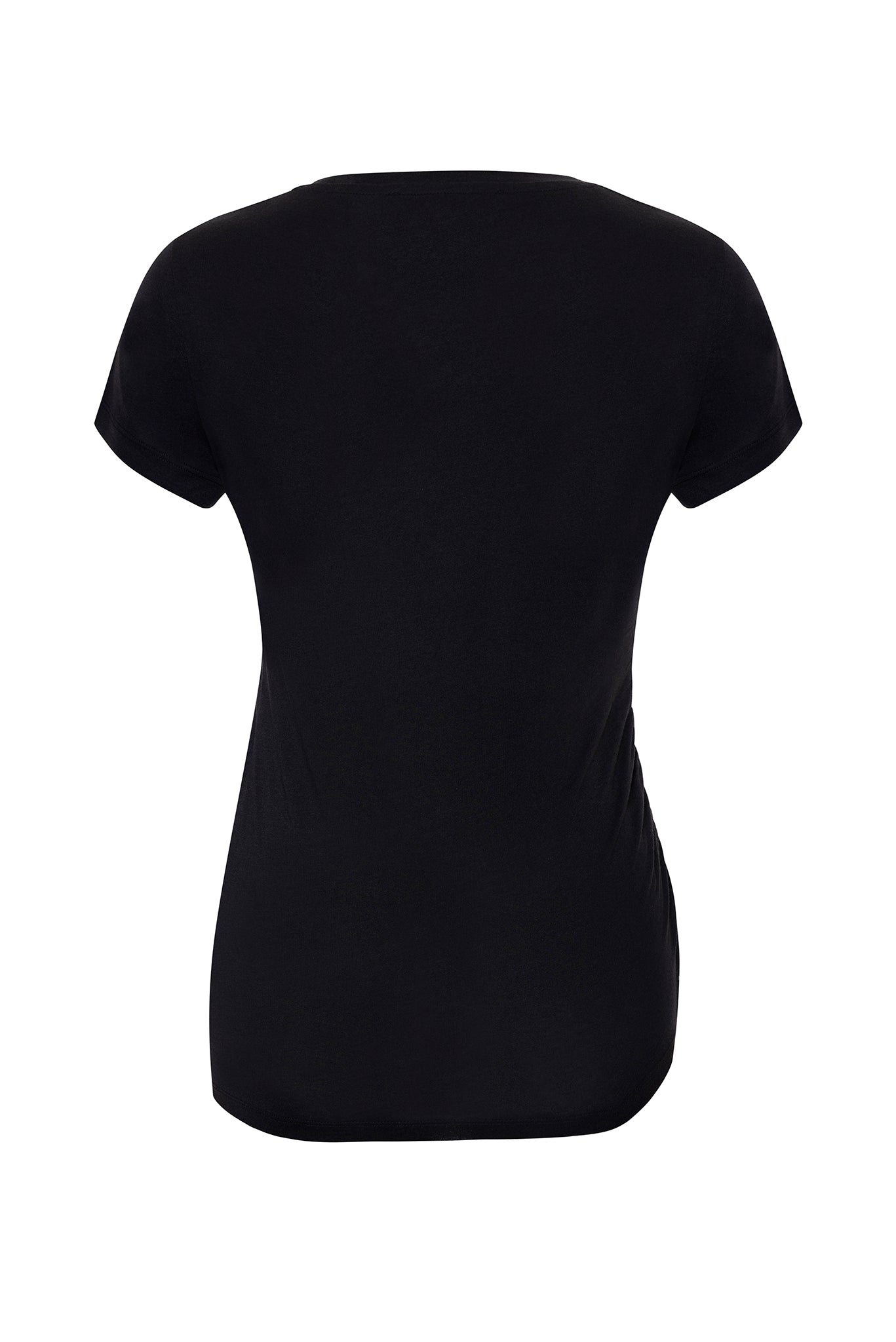 BLACK T-SHIRT WITH RUCHING