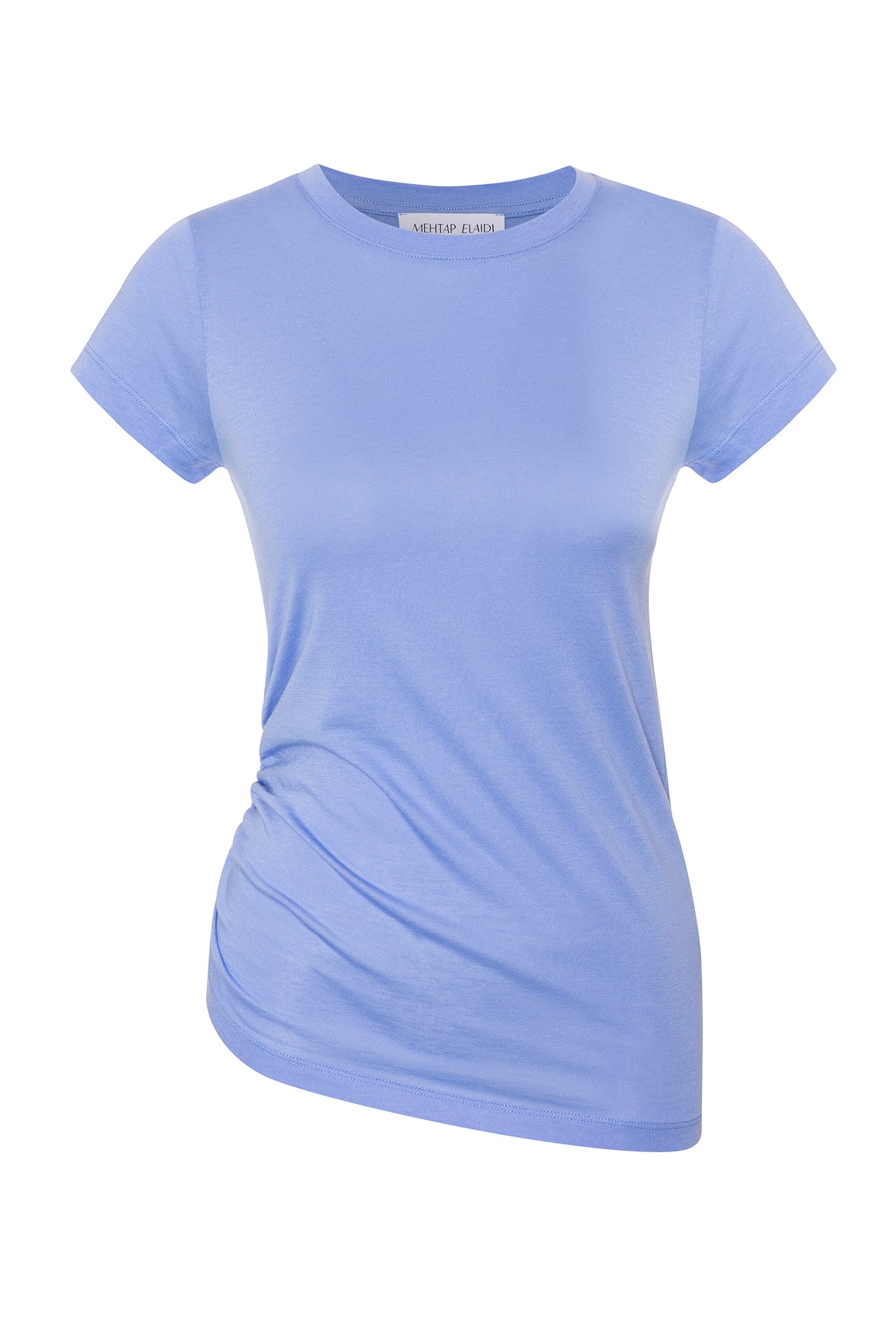 BLUE T-SHIRT WITH RUCHING