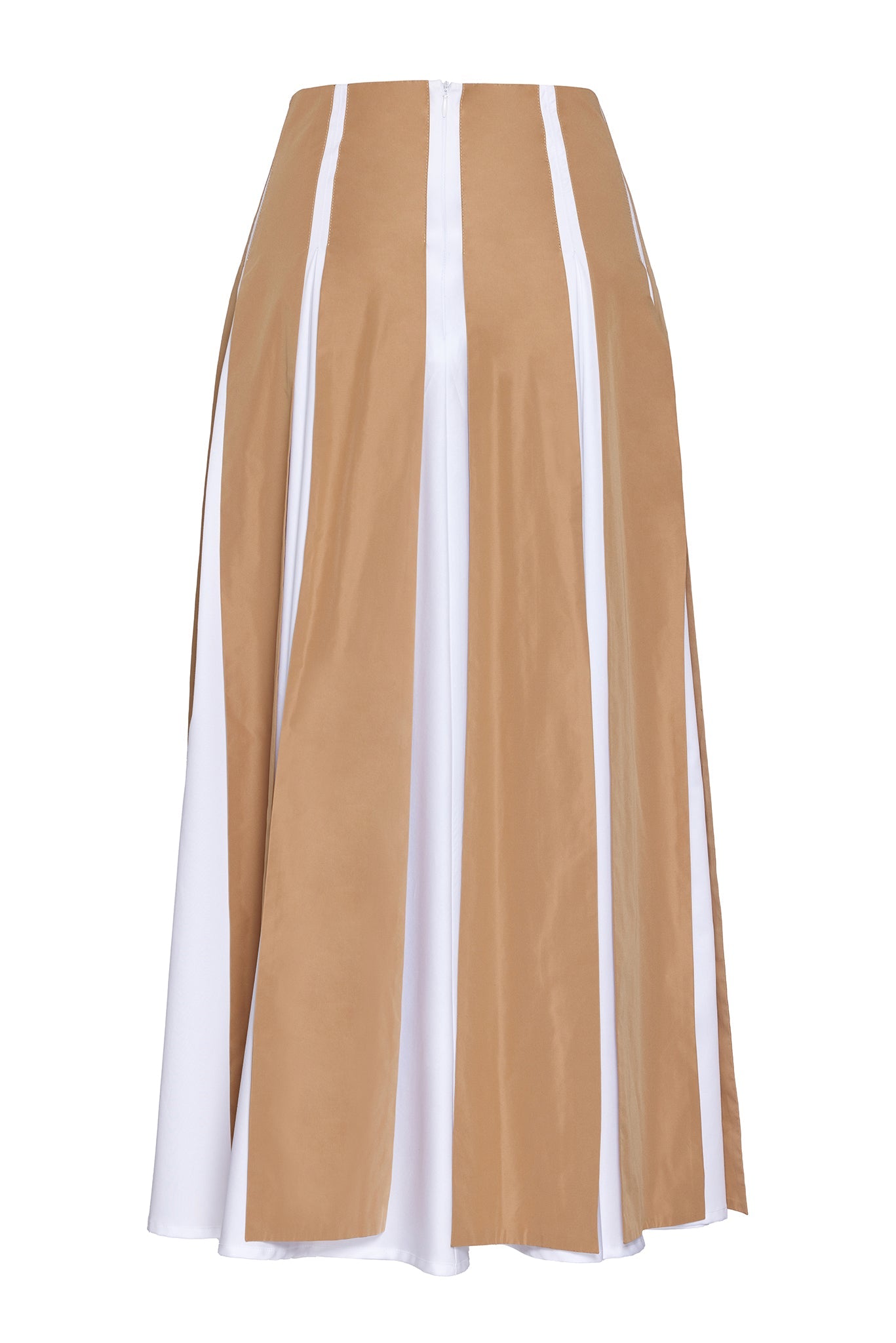 PLEATED SKIRT WITH CONTRAST FABRICS