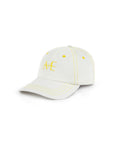 WHITE DENIM CAP WITH PRINTED BEIGE BANDANA