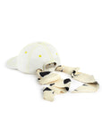 WHITE DENIM CAP WITH PRINTED BEIGE BANDANA