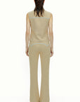 BEIGE FLARED PANTS WITH TOPSTICHING