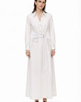 BELT DETAILED LONG SLEEVE WHITE DRESS