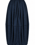 NAVY POLKA-DOT BALLOON MIDI SKIRT