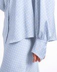 SATIN BLUE POLKA DOT FREZYA SHIRT