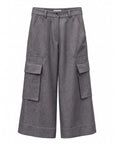 GREY GABARDINE CARGO PANTS