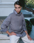 LİLYUM GREY BLOUSE WITH BUCKLE DETAIL
