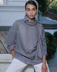 LİLYUM GREY BLOUSE WITH BUCKLE DETAIL