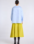 PETUNYA BLUE SHIRT WITH BEADED ZIP DETAIL