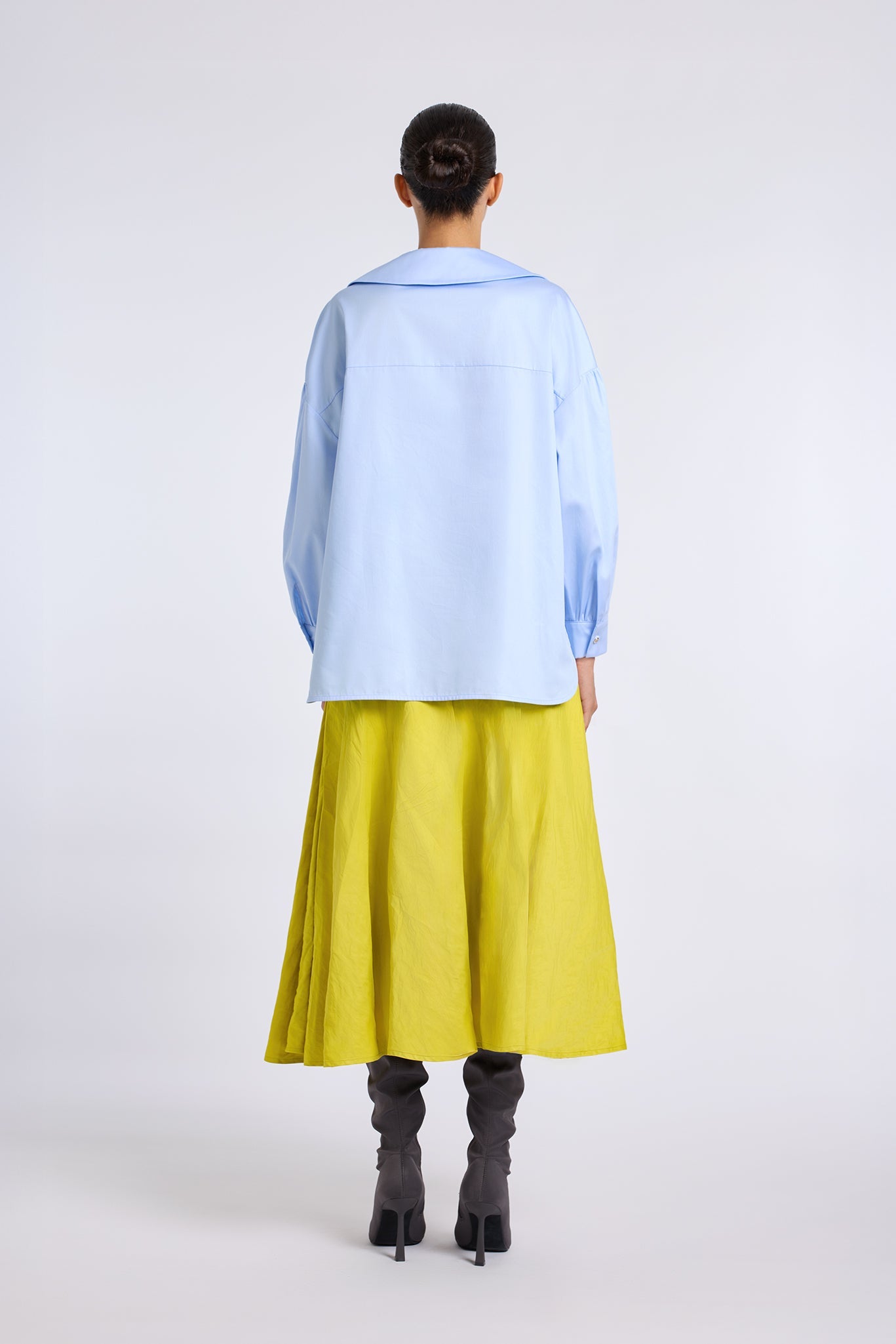 BUTTER YELLOW PETUNYA SHIRT WITH BEADED ZIP DETAIL