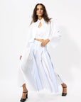 PLEATED SKIRT WITH CONTRAST FABRICS