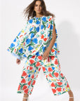 WIDE LEG VERMILION PANTS WITH PLEATS