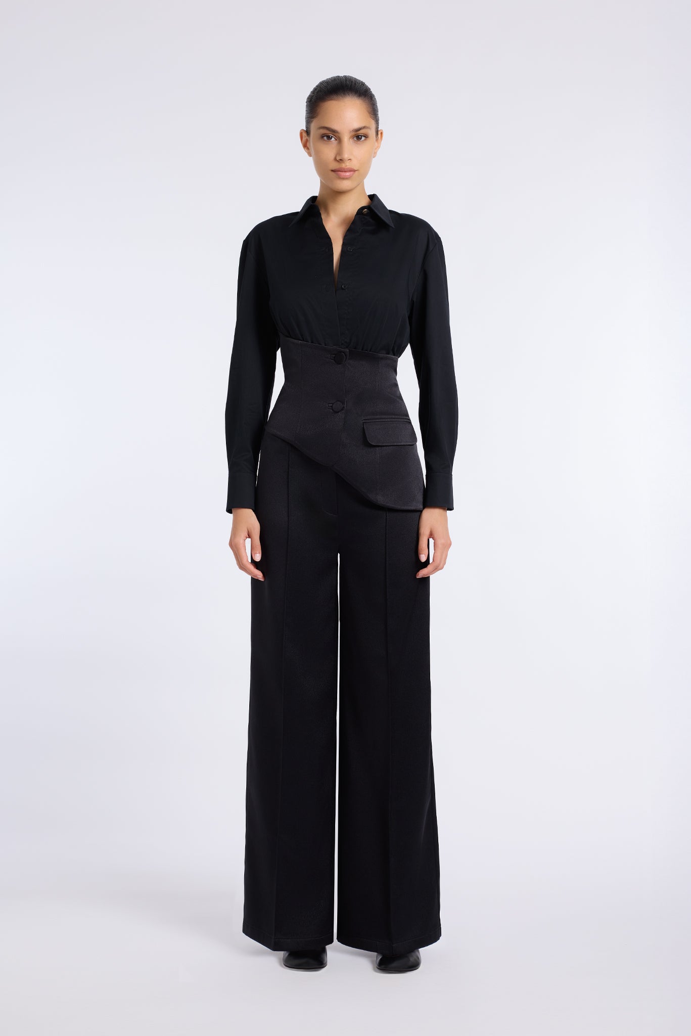 DAHLIA SATIN CORSET DETAIL SHIRT