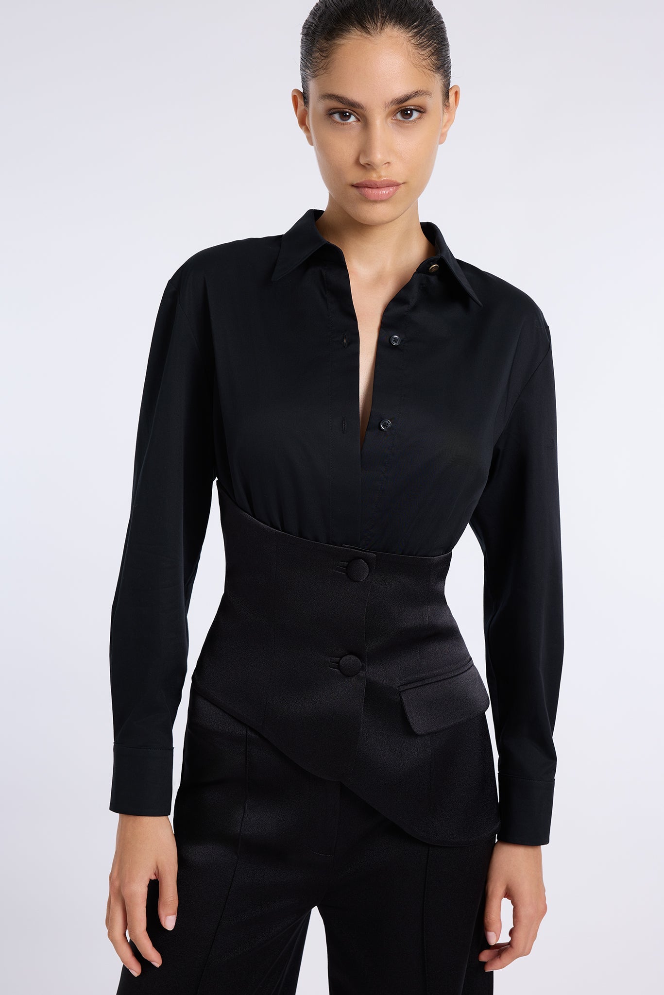 DAHLIA SATIN CORSET DETAIL SHIRT