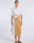 CAMEL TRENCH SKIRT DETAILED DRESS