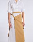 CAMEL TRENCH SKIRT DETAILED DRESS