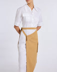 CAMEL TRENCH SKIRT DETAILED DRESS