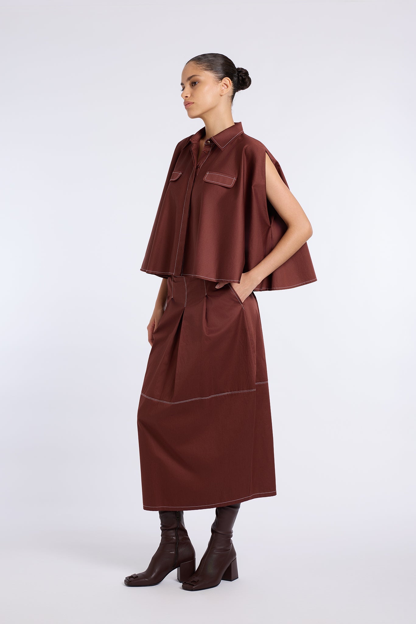 BROWN CONIC SKIRT