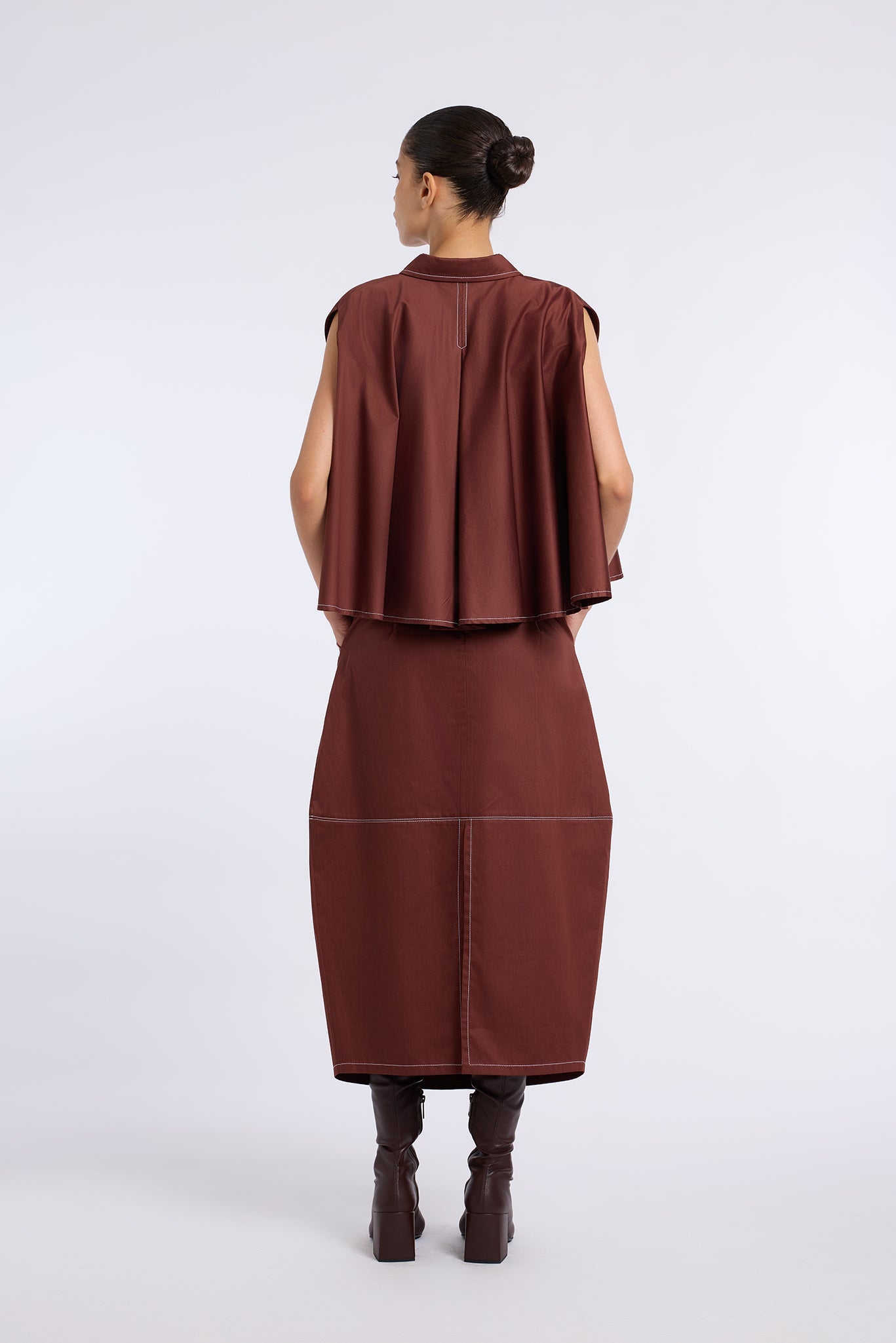 BROWN CONIC SKIRT