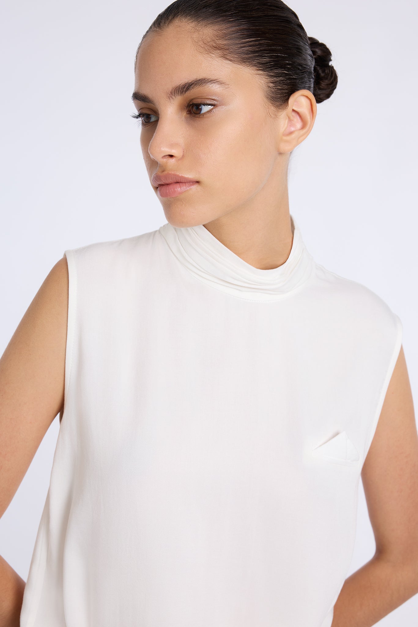 BLACK LALE BLOUSE WITH DRAPED NECKLINE