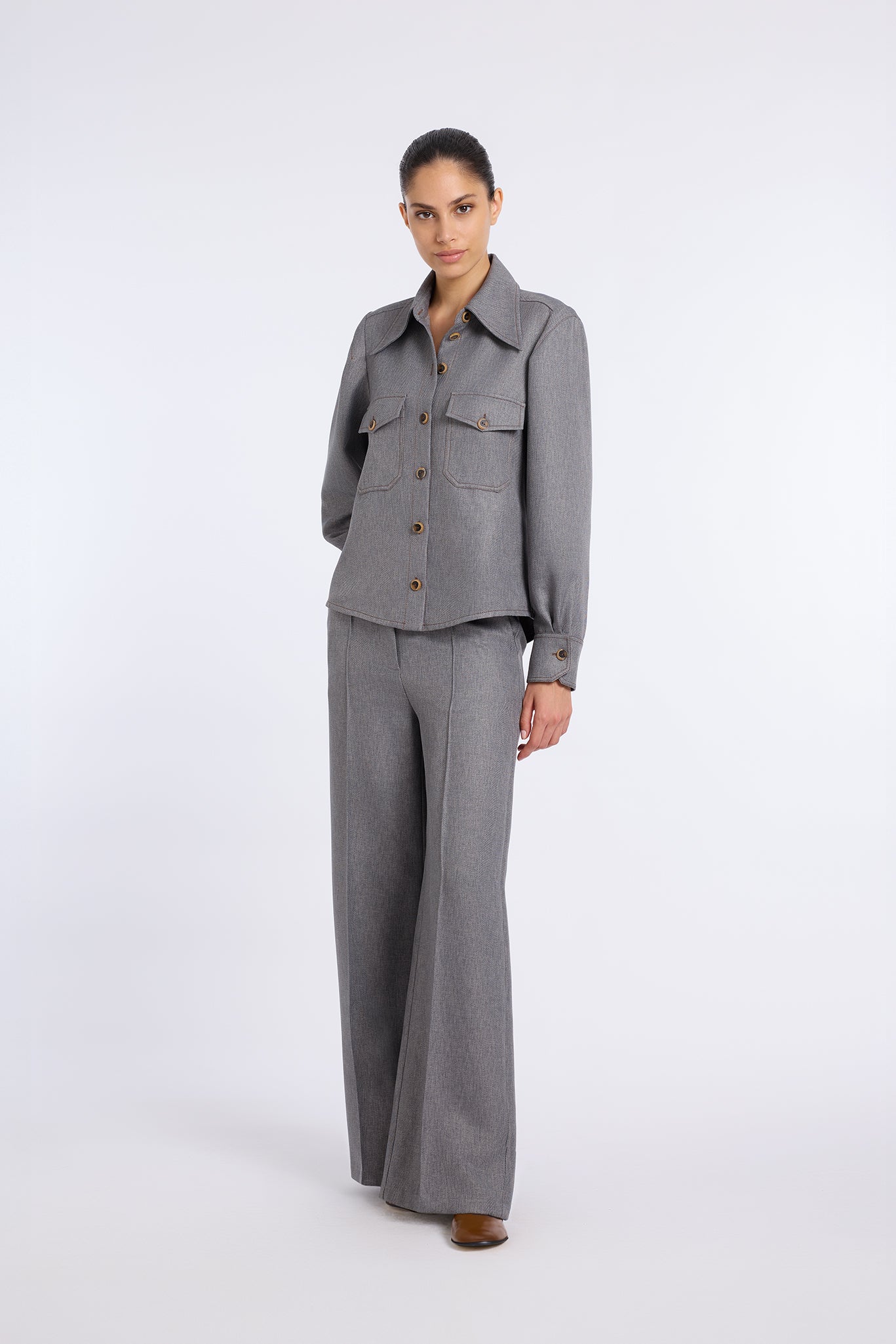 WIDE LEG GREY PANTS
