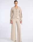 DOUBLE BELTED WIDE LEG PANTS