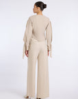 DOUBLE BELTED WIDE LEG PANTS