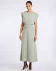 KHAKI DRESS WITH BELT DETAIL