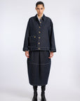 NAVY DENIM CONIC SKIRT
