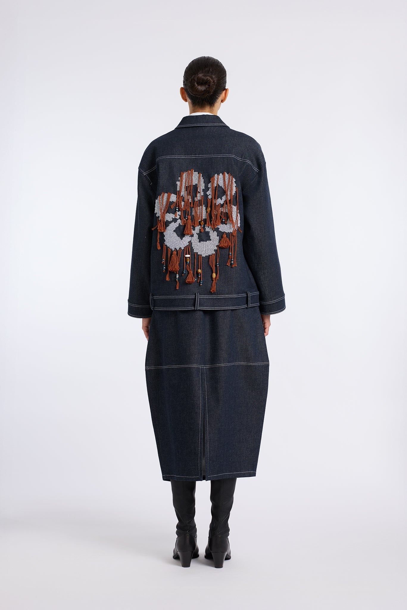 NAVY DENIM CONIC SKIRT