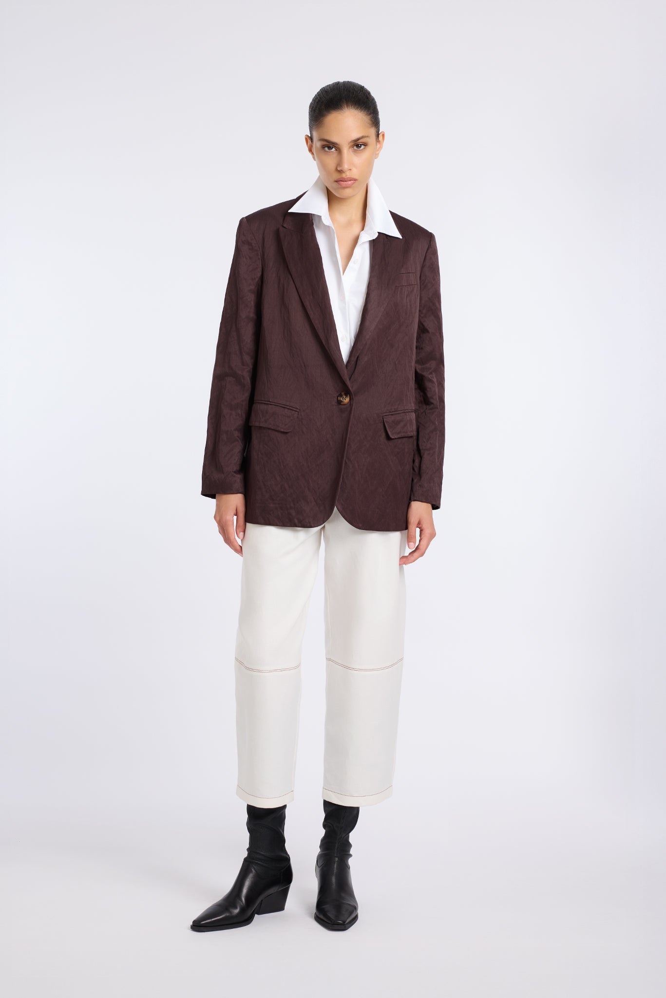 WRINKLED LOOKING BROWN SHINY JACKET