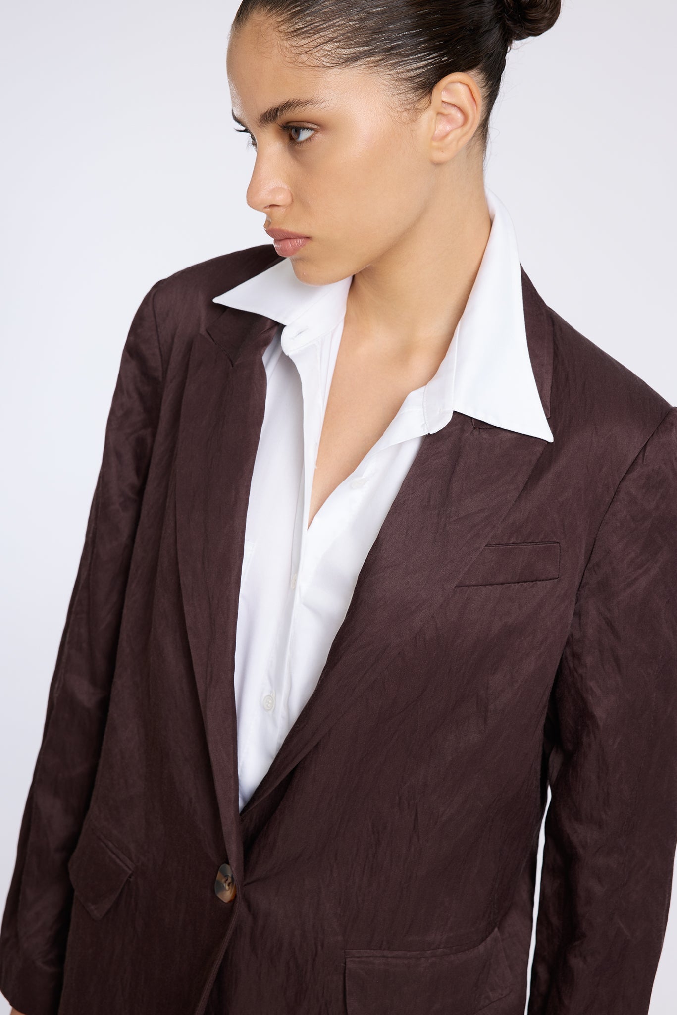 WRINKLED LOOKING BLACK SHINY JACKET