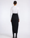 BLACK AND WHITE DRAPED DRESS