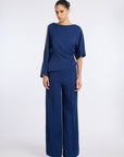 WIDE LEG INDIGO PANTS