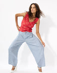 BLUE STRIPED ORIGAMI PANTS