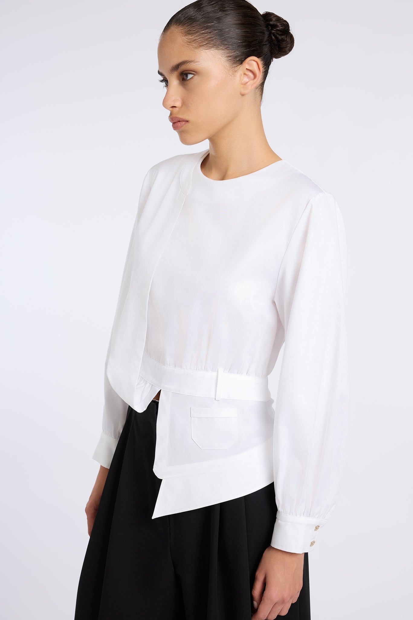 İNKA BLACK ASYMMETRIC BLOUSE