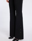 FLARED BLACK PANTS WITH BUTTON DETAIL