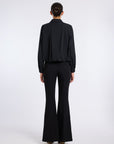 FLARED BLACK PANTS WITH BUTTON DETAIL