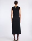 BLACK SLEEVELESS DRAPED DRESS