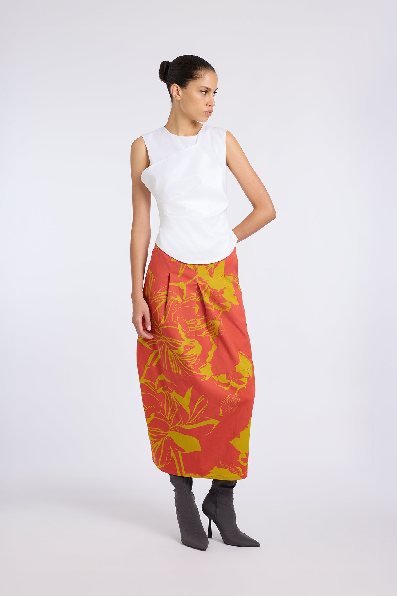 WHITE ZAMBAK BLOUSE WITH PLEATED WAIST