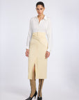 SCARF DETAILED BUTTER YELLOW SKIRT