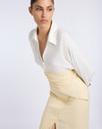 SCARF DETAILED BUTTER YELLOW SKIRT