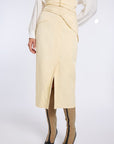 SCARF DETAILED BUTTER YELLOW SKIRT