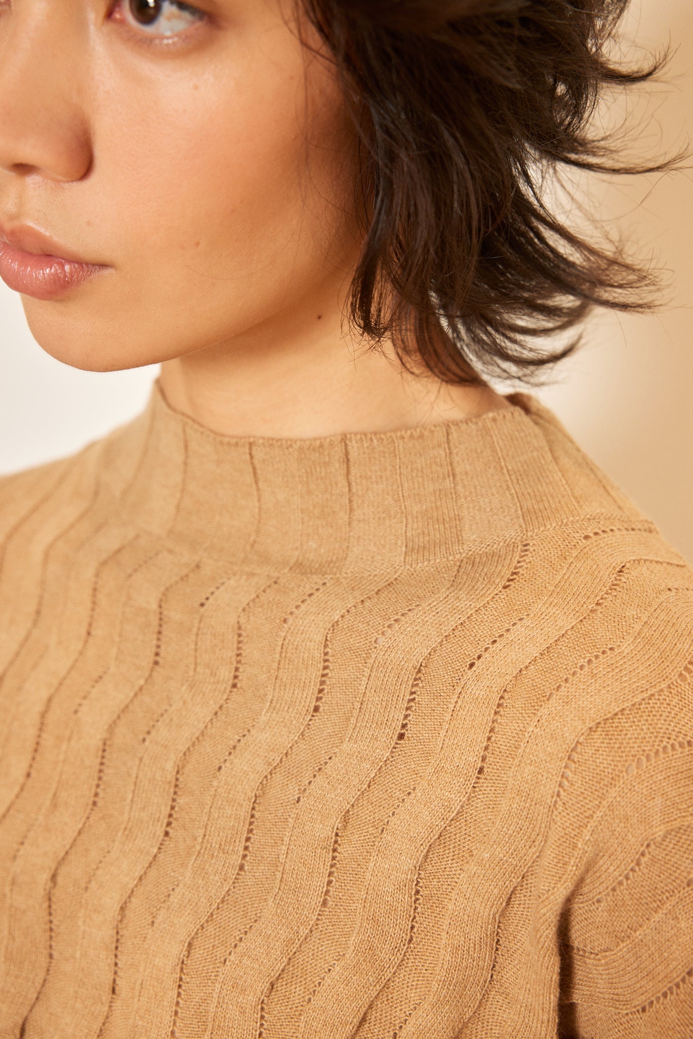 ZIGZAG BRAIDED CASHMERE BLEND SWEATER
