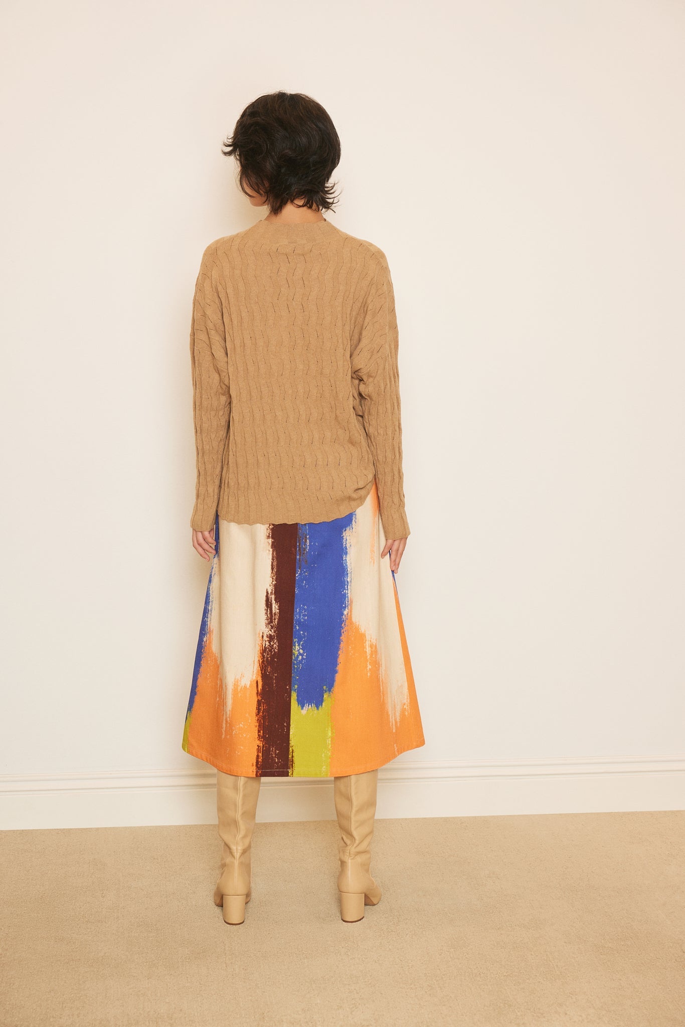 ZIGZAG BRAIDED CASHMERE BLEND SWEATER