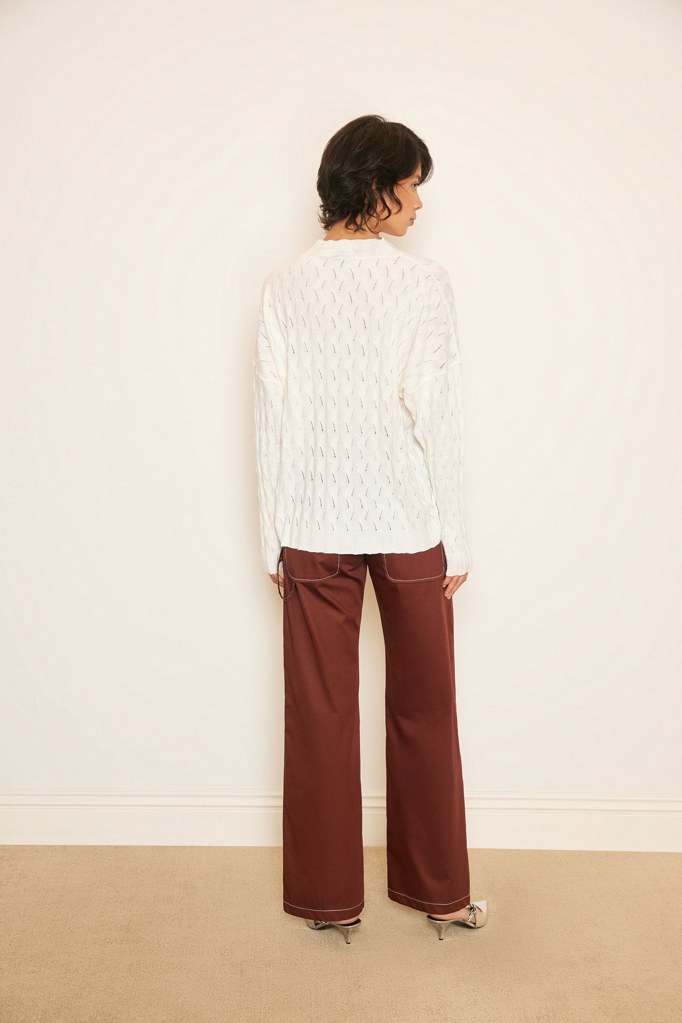 ZIGZAG BRAIDED CASHMERE BLEND SWEATER