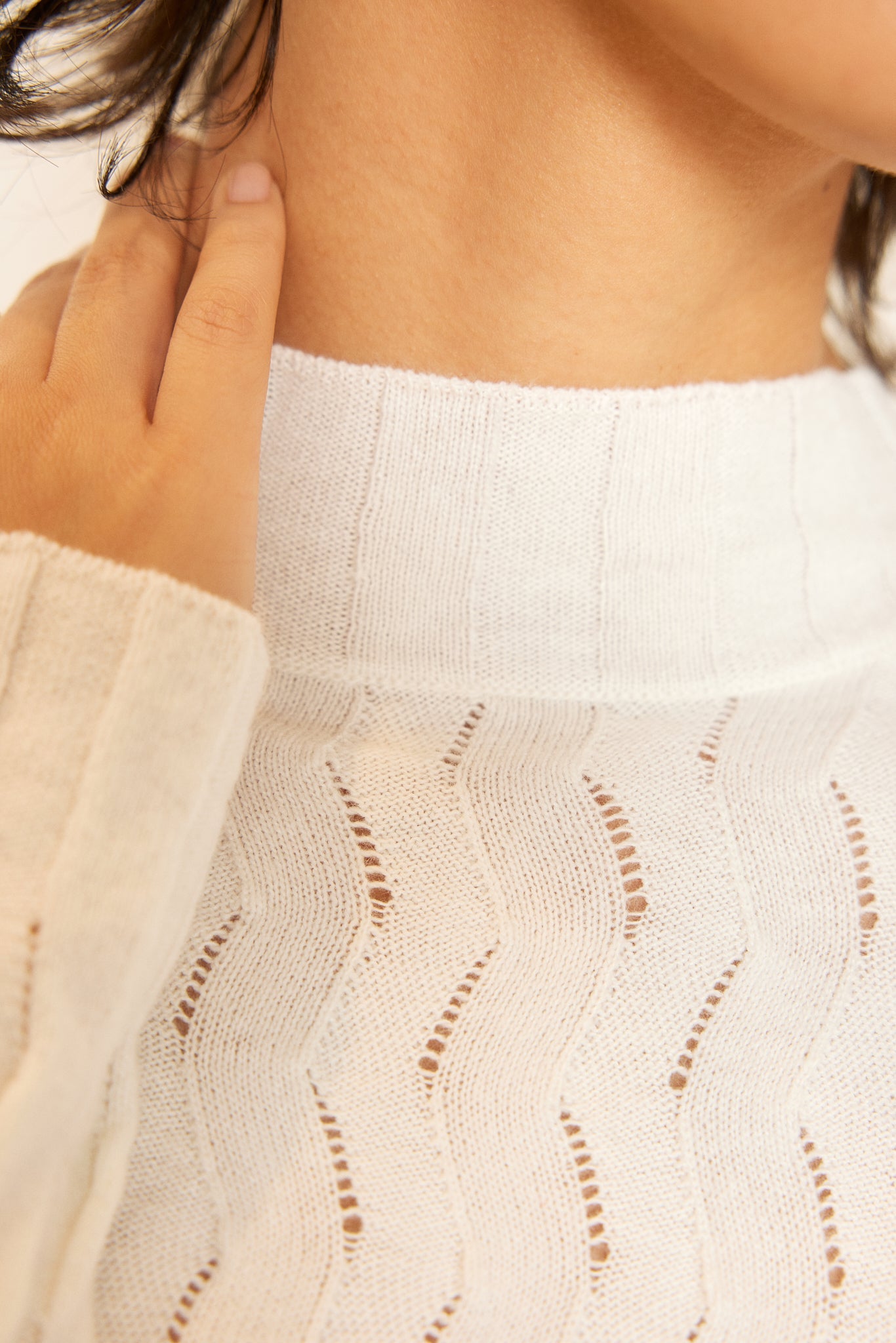 ZIGZAG BRAIDED CASHMERE BLEND SWEATER